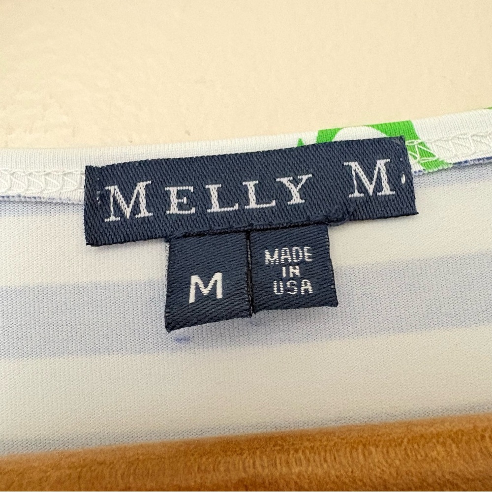 Melly M Nautical Stripe Anchor Dress 3/4 Sleeve Boat Neck Size M Made in USA - Picture 5 of 9